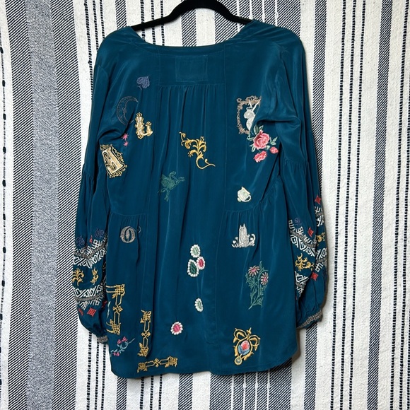 BIYA Johnny Was Wonder Silk Embroidered Blouse - Picture 6 of 7